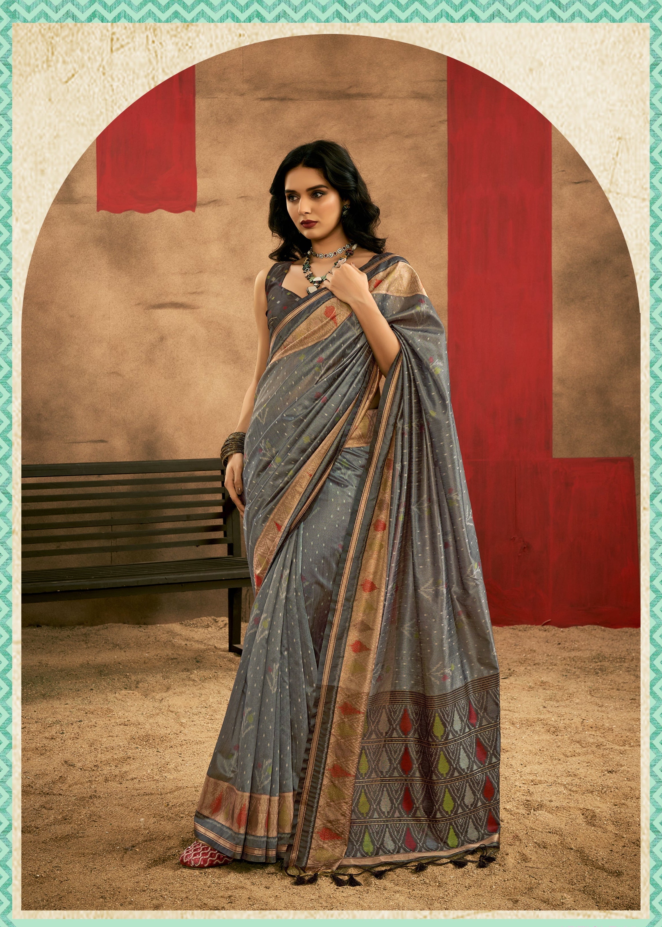 Varnika Patola Silk Ready To Wear Pocket Saree