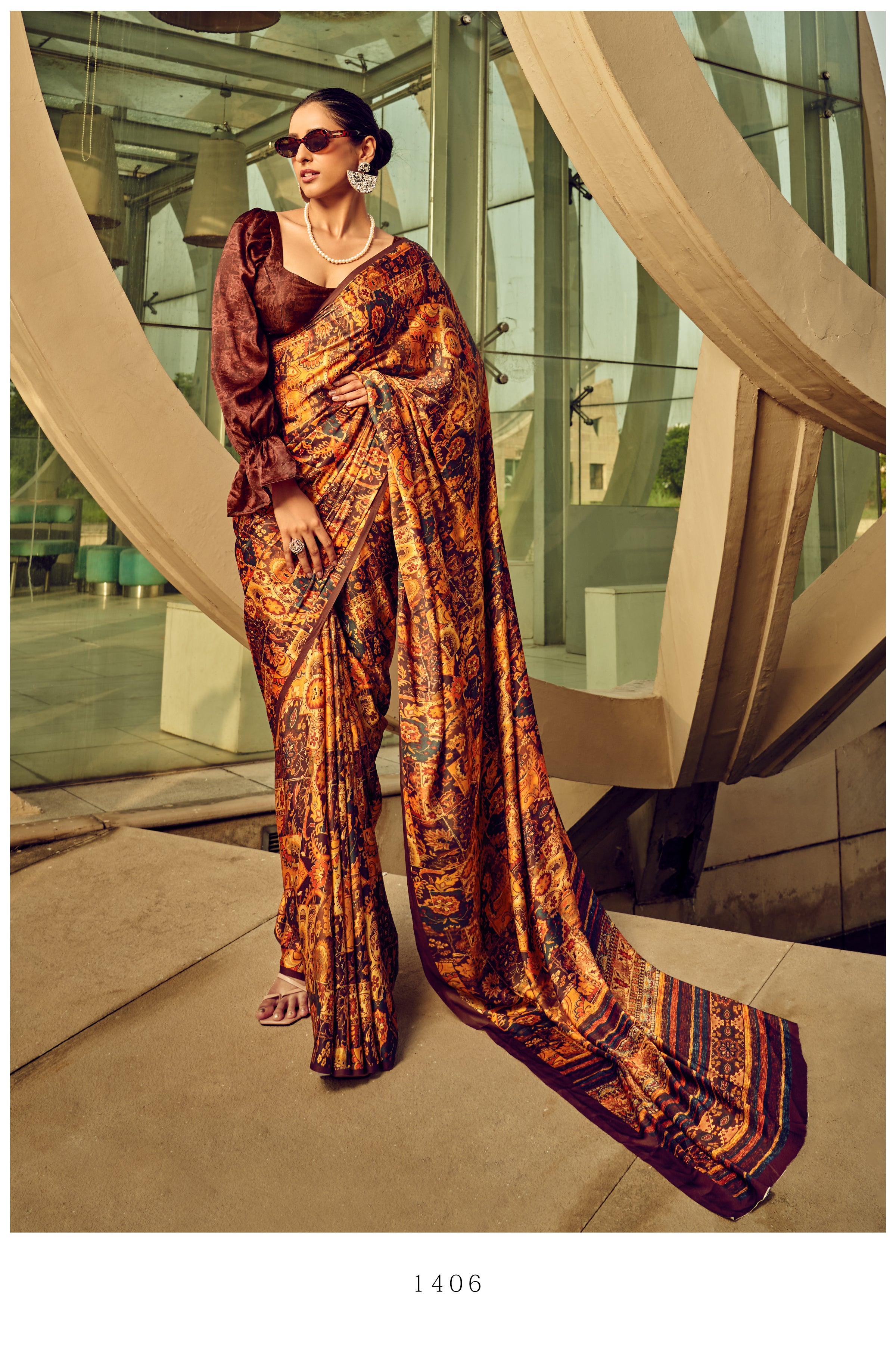 Ignis Satin Ready-to-Wear Pocket Saree,