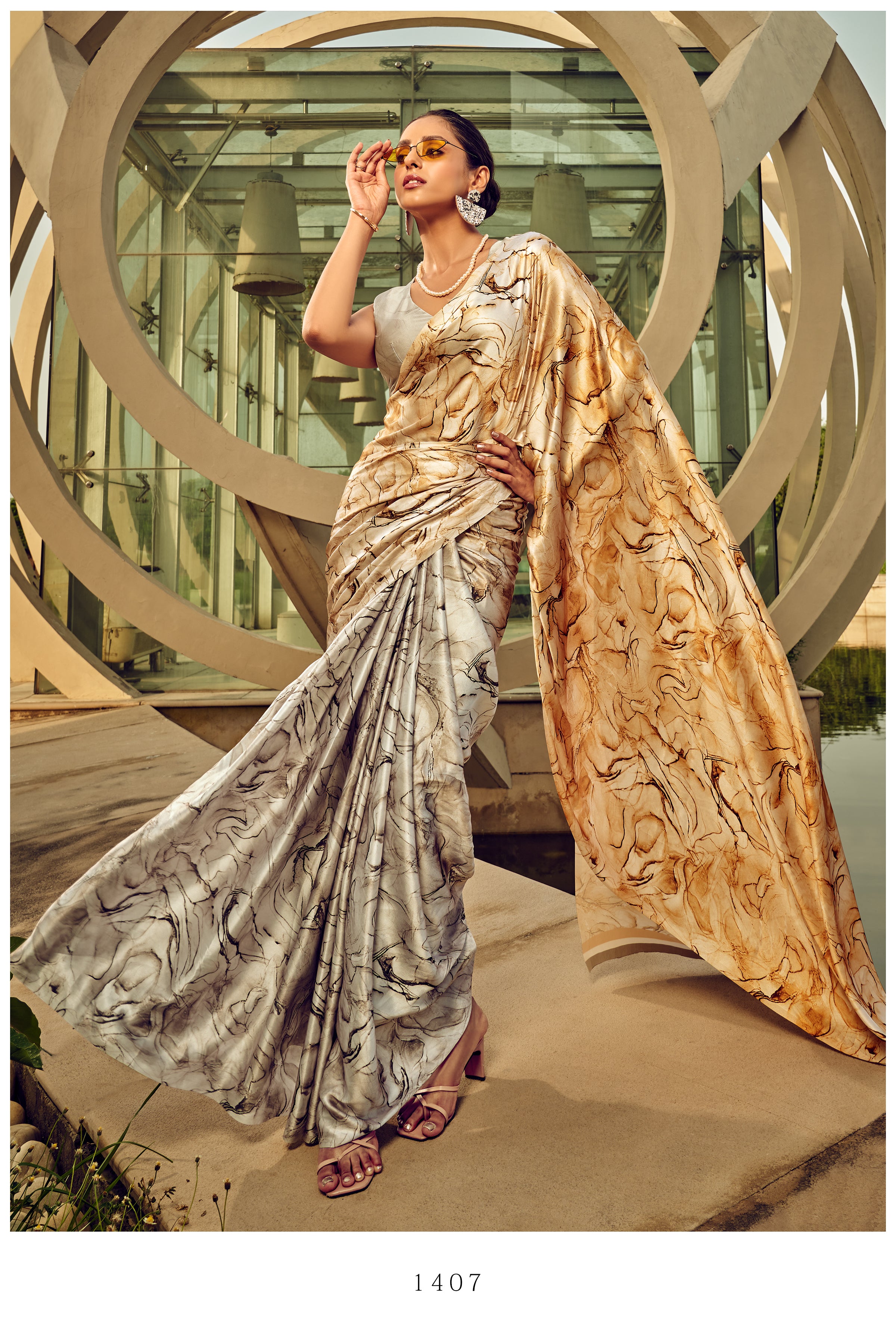 Iris Satin Ready-to-Wear Pocket Saree