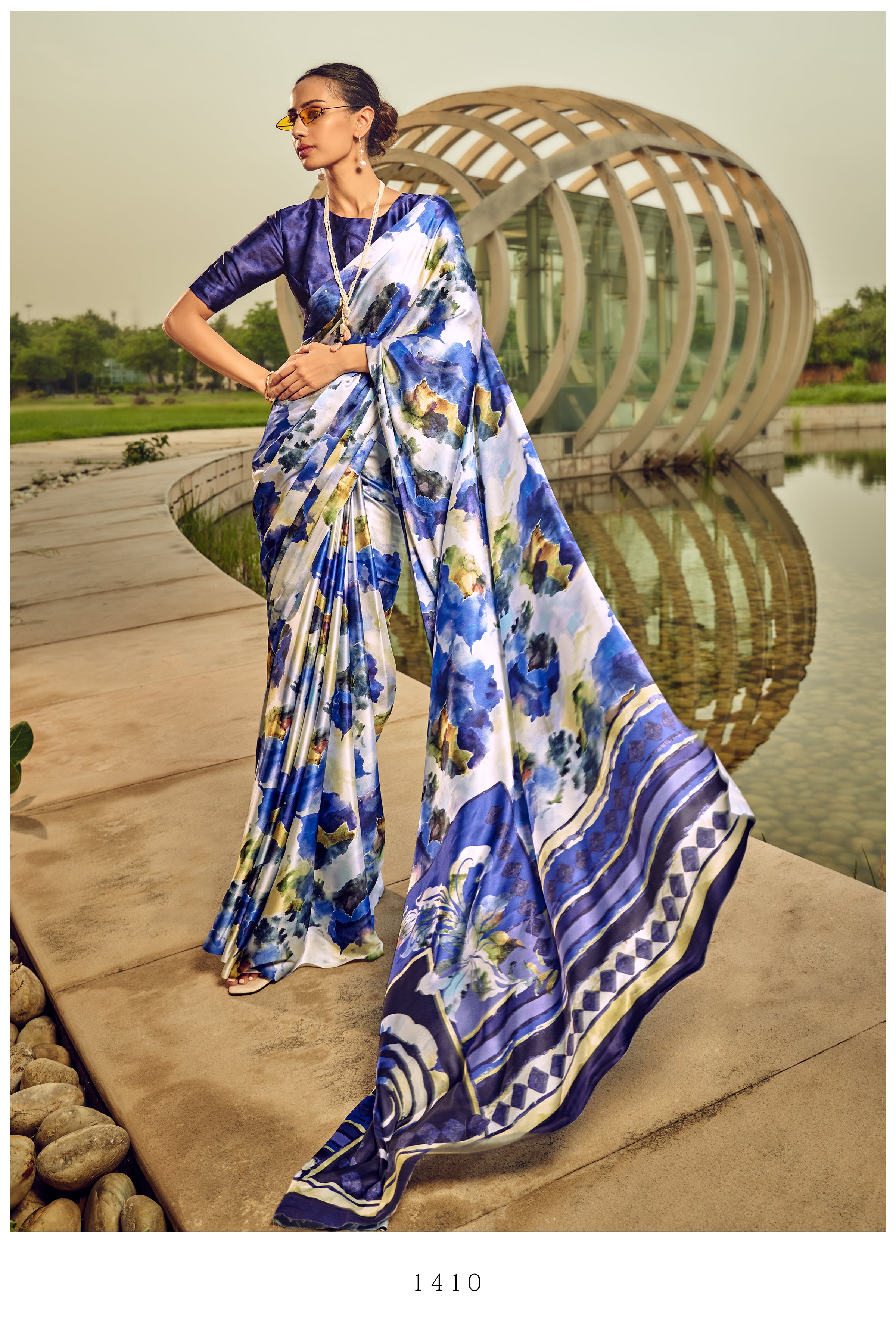 Freyja Satin Ready-to-Wear Pocket Saree