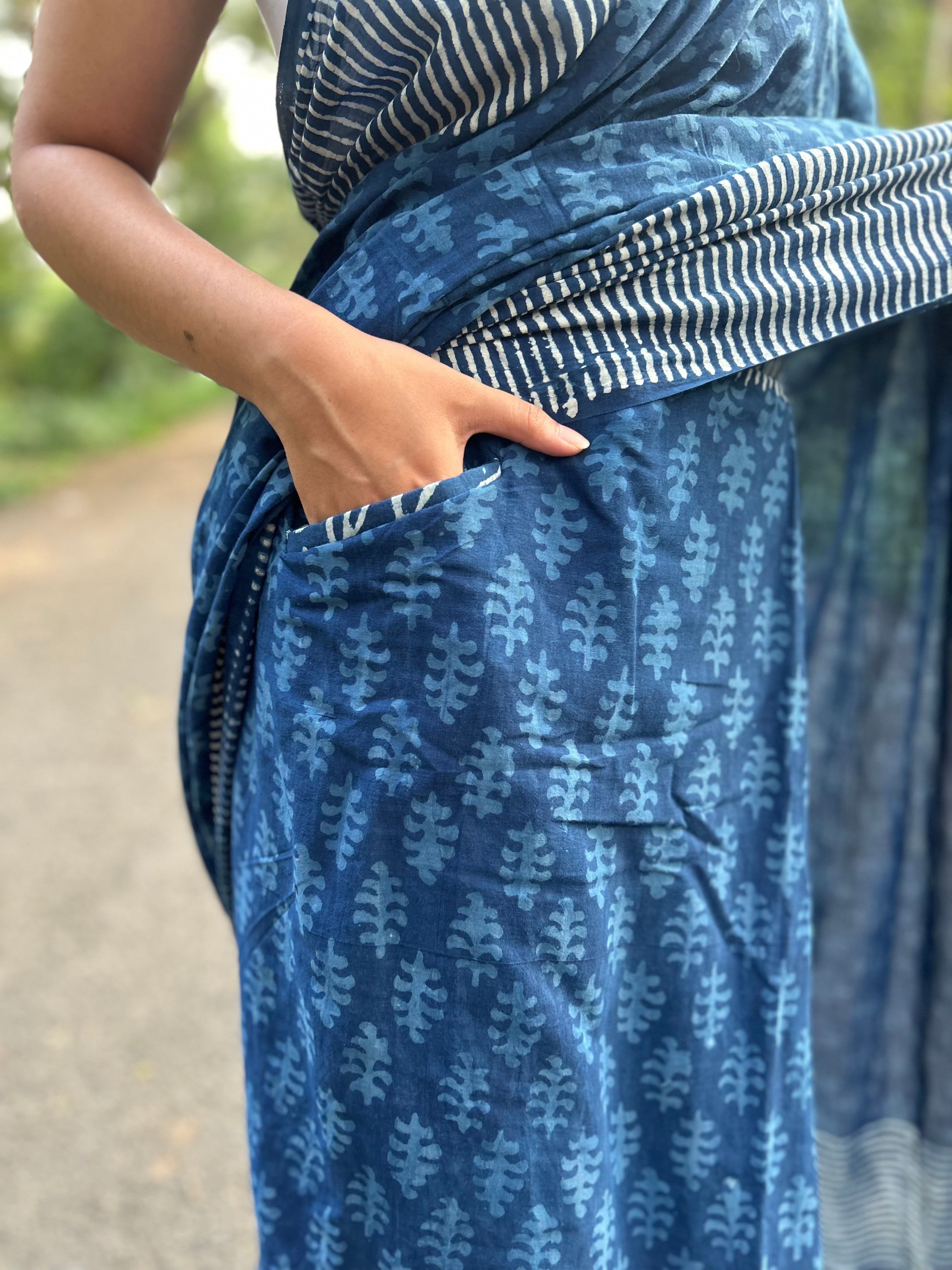 Indigo Glamour Ready-to-wear Pocket Saree - Aseem Shakti