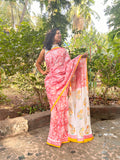 Peach Blush Mul Cotton Ready To Wear Pocket Saree