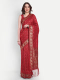 Red Royale Paithani Silk Ready To Wear Pocket Saree