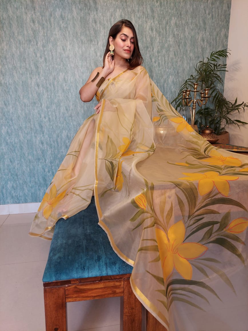 SunDrop Organza Ready To Wear Pocket Saree