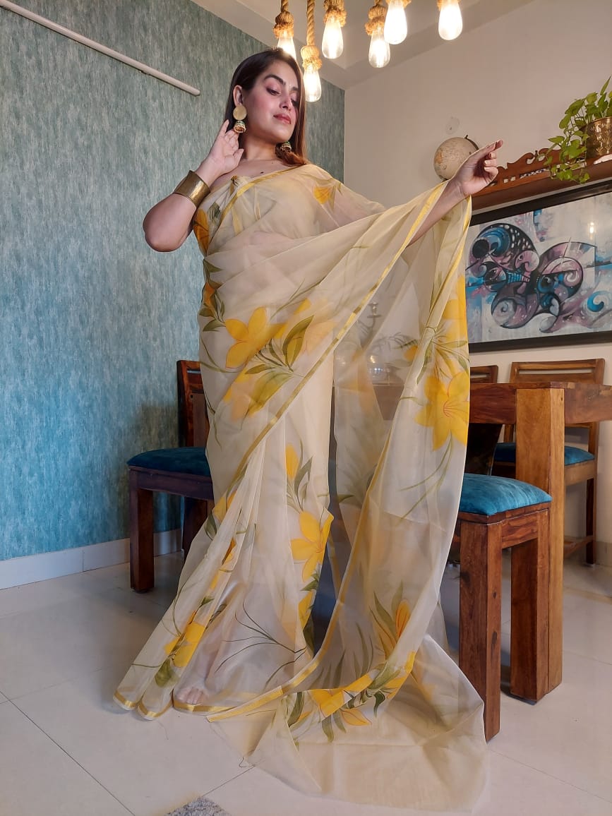 SunDrop Organza Ready To Wear Pocket Saree