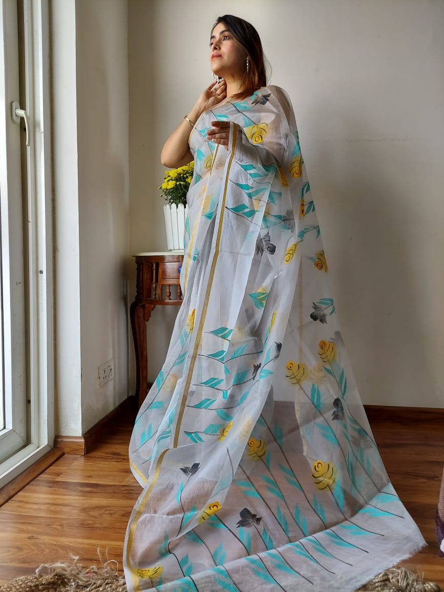 Blue Bee Organza Ready To Wear Pocket Saree