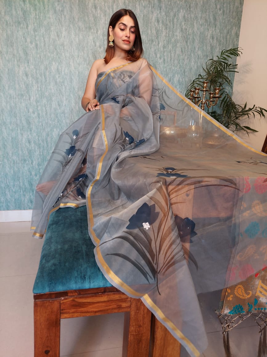 Mermaid Organza Ready To Wear Pocket Saree