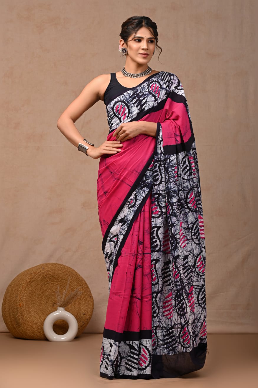 Pink Floyd Mul Cotton Ready-To-Wear Pocket Saree