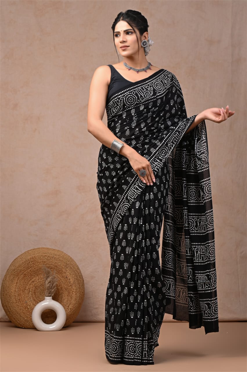 Reverse Mul Cotton Ready-To-Wear Pocket Saree