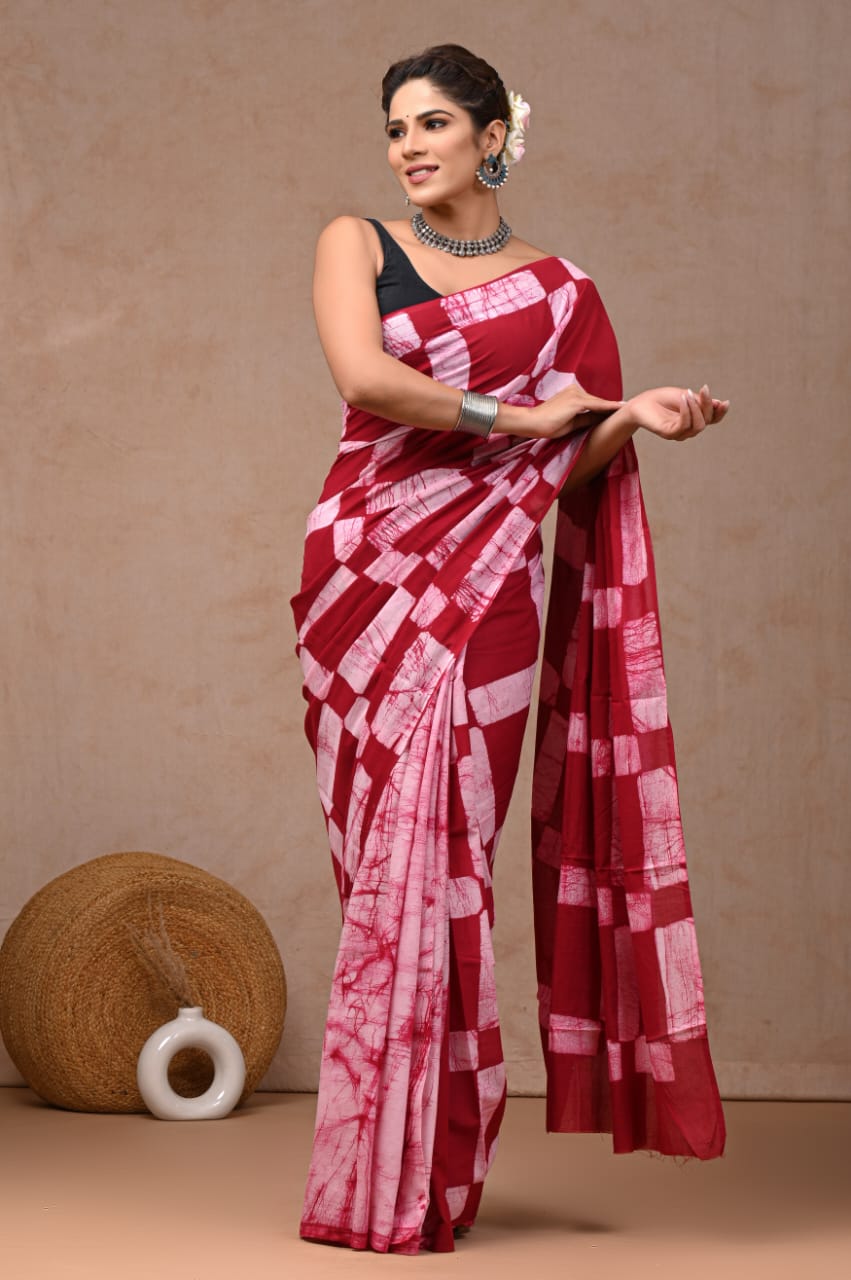 Vogue Verve Mul Cotton Ready-To-Wear Pocket Saree