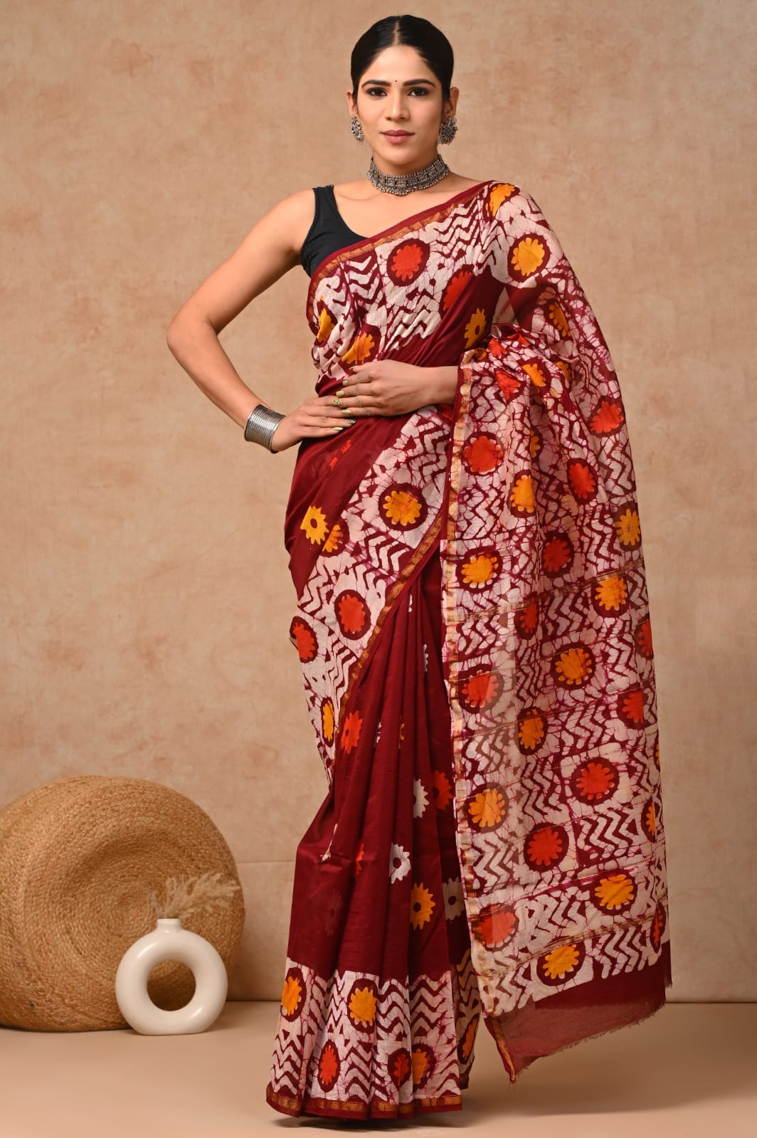 Floral Elegance Chanderi Silk Ready-to-Wear Pocket Saree