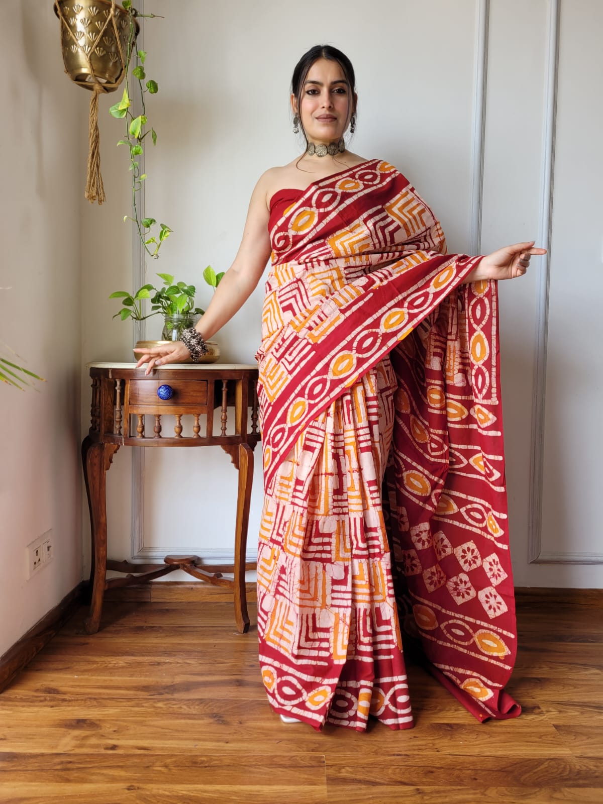 Navrupi Rang Mul Cotton Ready To Wear Pocket Saree