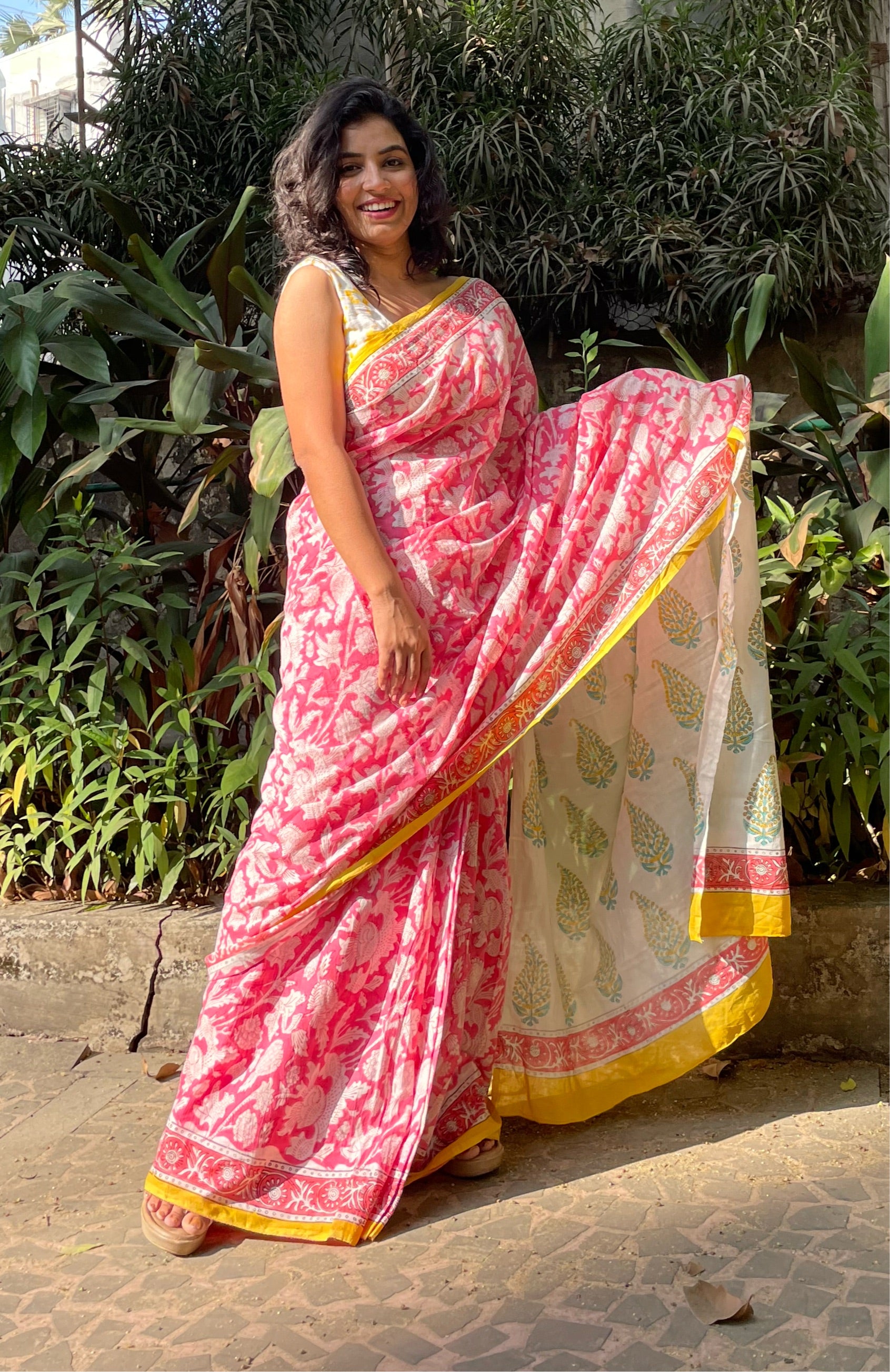 Chanderi Silk Saree Cream Colour Kalamkari Handblock Printed with running  blouse-Indiehaat – Indiehaat.com