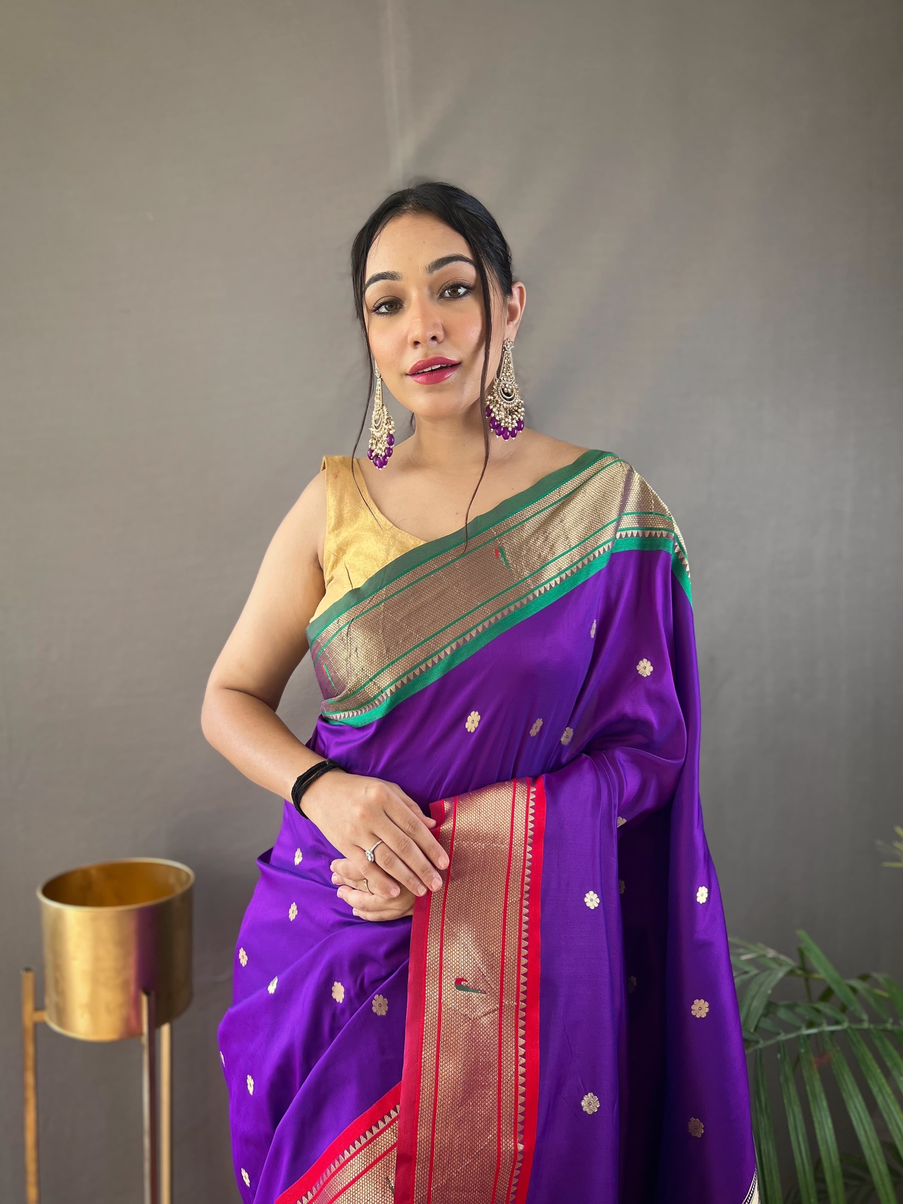 Laxmi Lavanya Powerloom  Paithani Silk Ready-To-Wear Pocket Saree