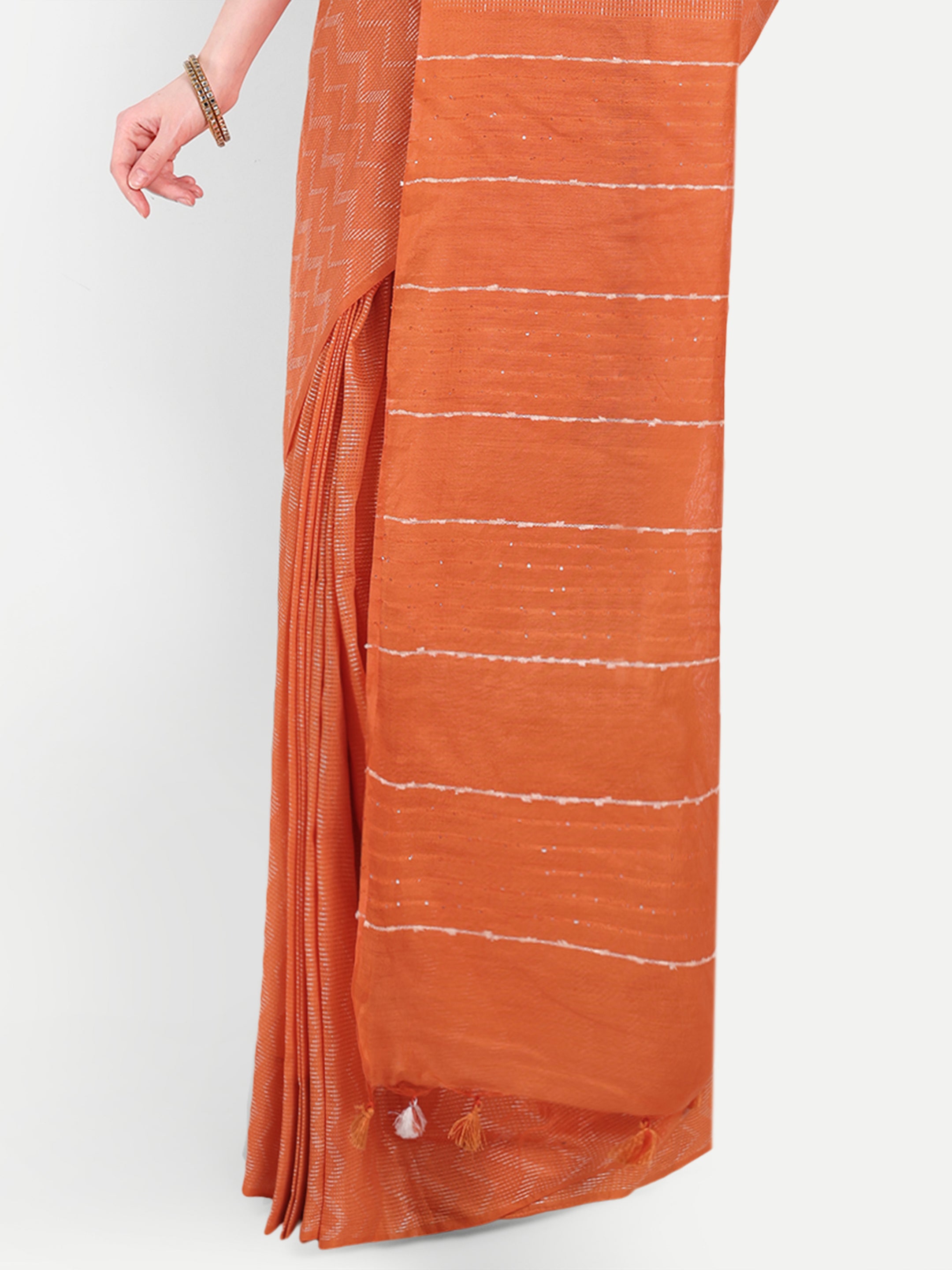 Saffron Zest Katan Silk Ready To Wear Pocket Saree