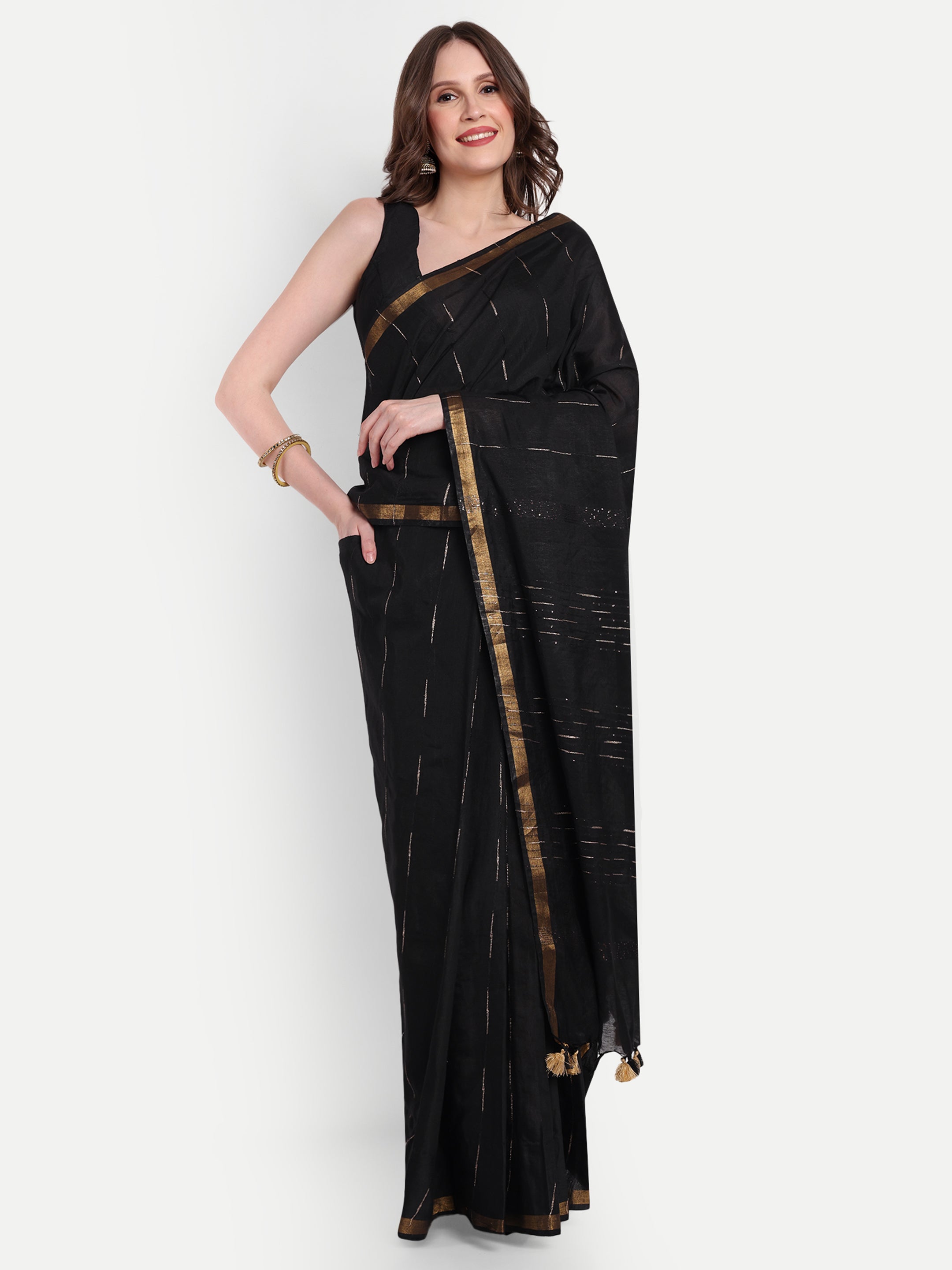 Starlit Gala Katan Silk Ready To Wear Pocket Saree