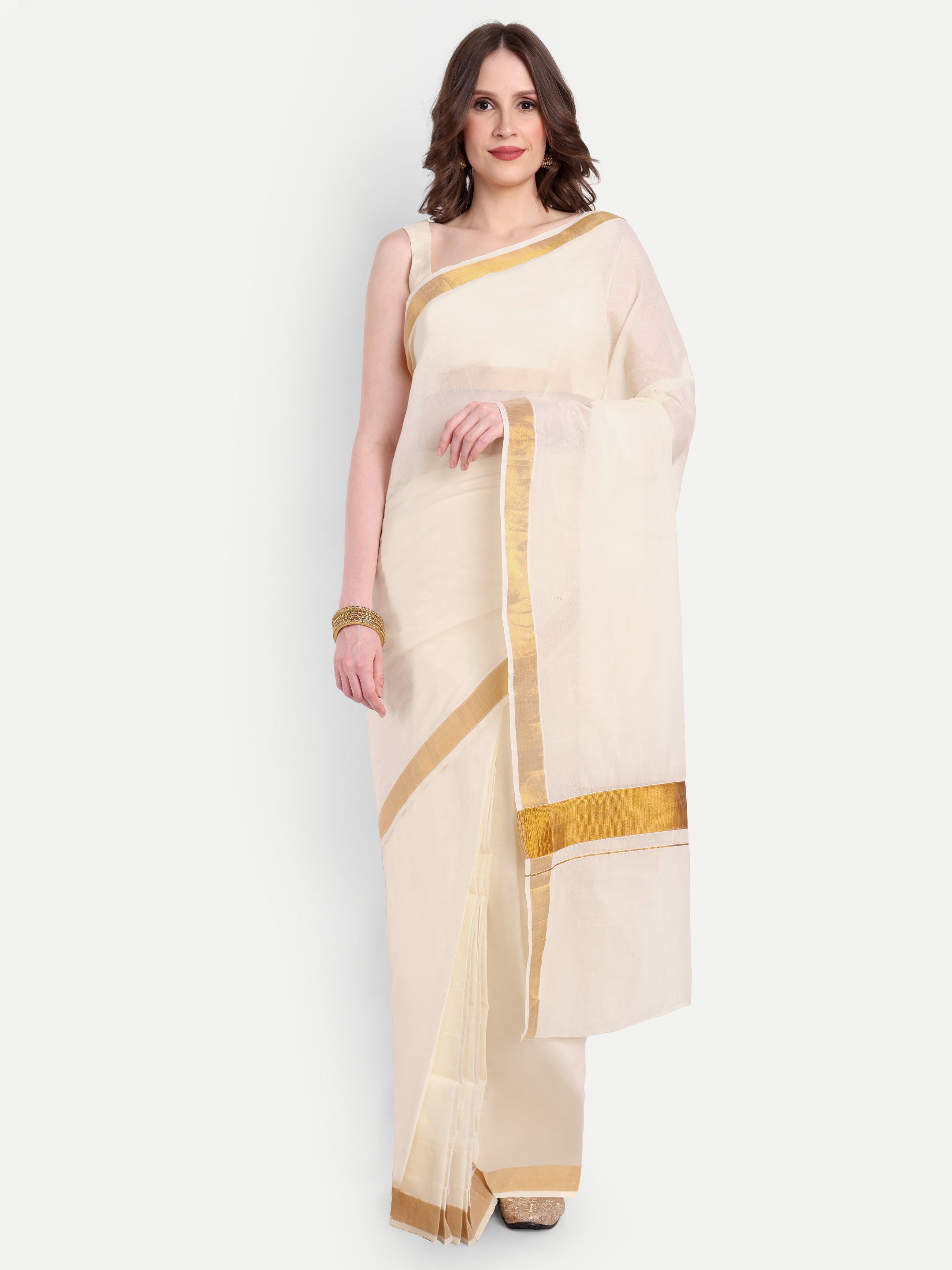 Temple Gold Kasavu Ready To Wear Pocket Saree