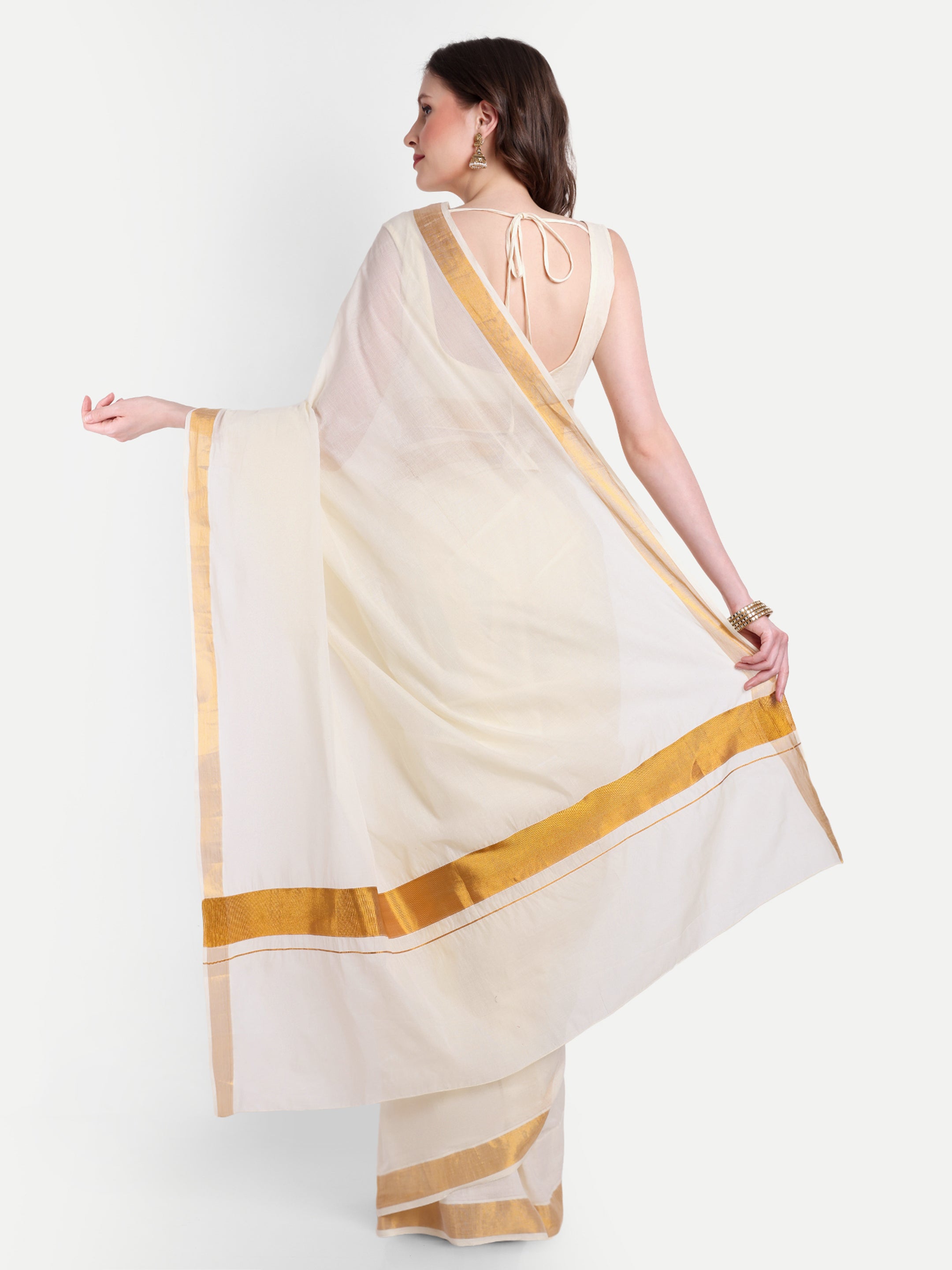 Temple Gold Kasavu Ready To Wear Pocket Saree